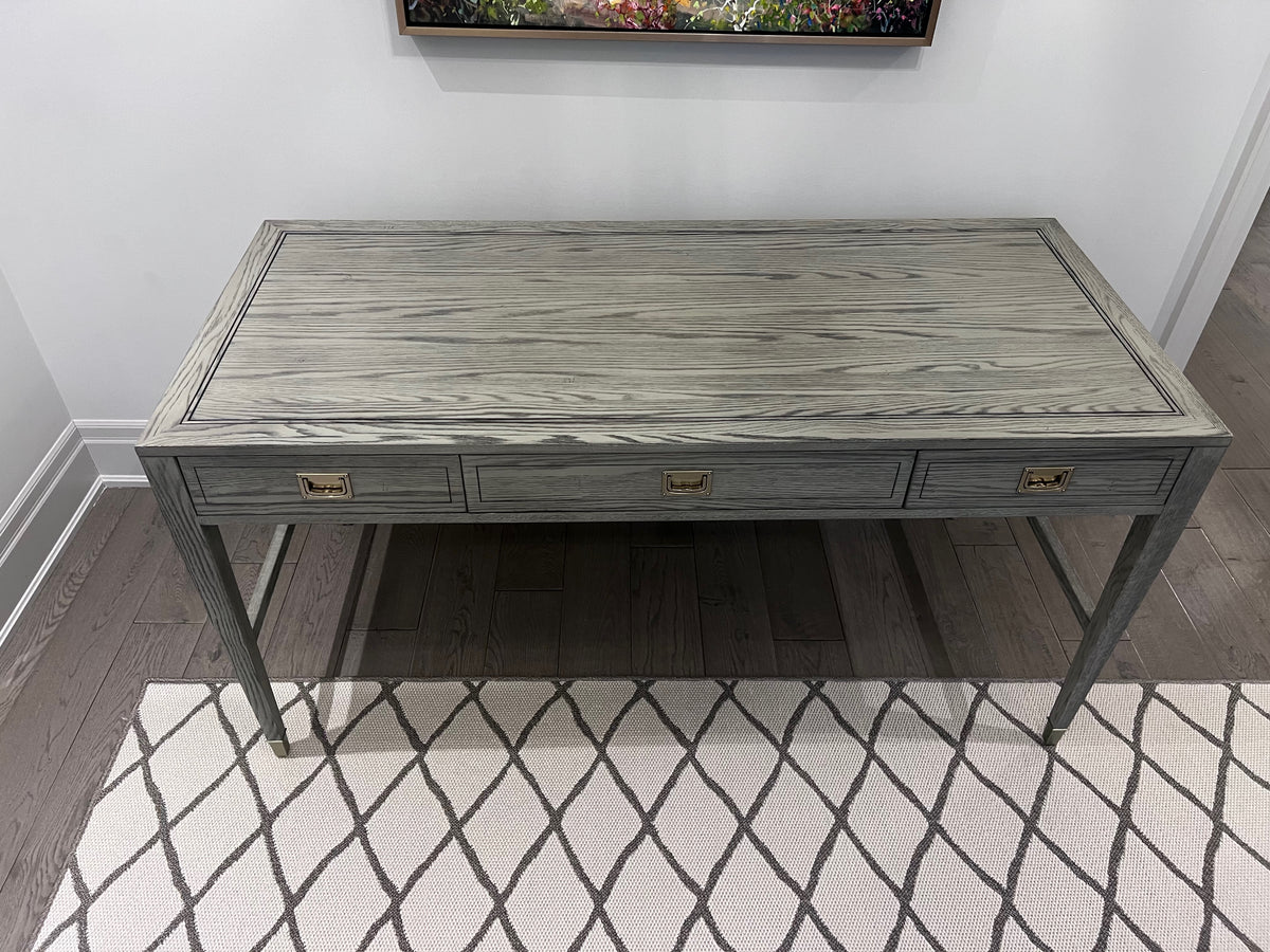 Ethan Allen Callum Campaign Desk in 'Sunwashed Gray Oak' # 1 (*retail $2,235)
