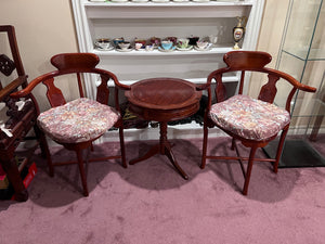 3 Piece Oriental Style Rosewood Conversation Set