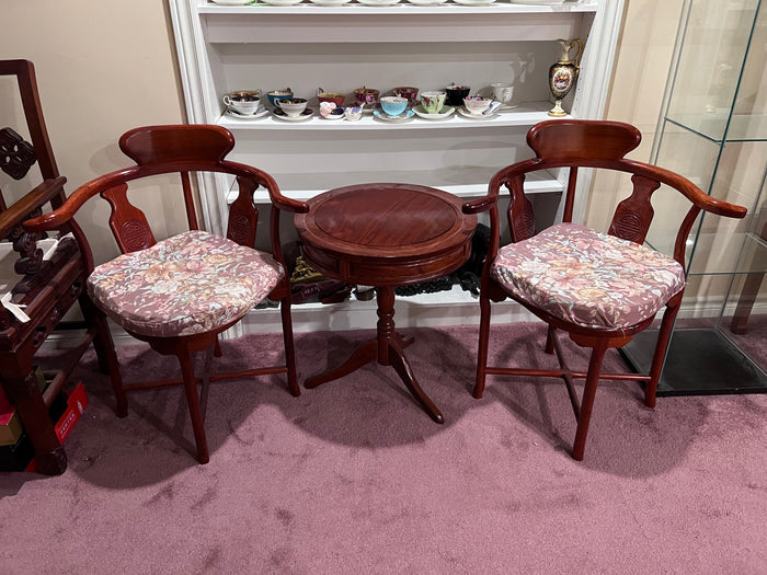 3 Piece Oriental Style Rosewood Conversation Set