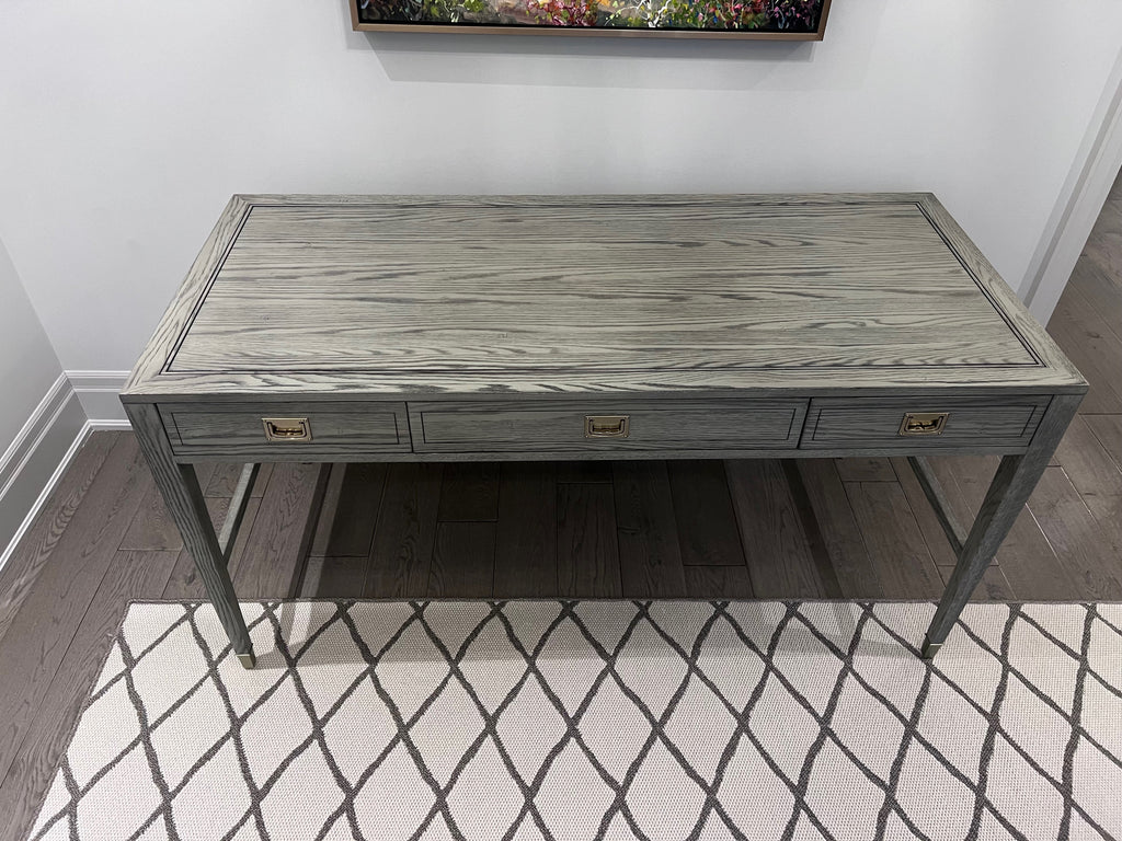 Ethan Allen Callum Campaign Desk in 'Sunwashed Gray Oak' # 2 (*retail $2,235)
