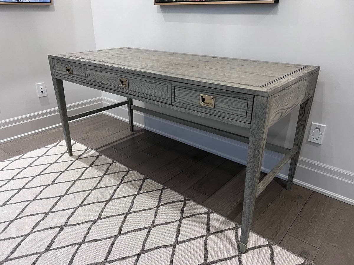 Ethan Allen Callum Campaign Desk in 'Sunwashed Gray Oak' # 1 (*retail $2,235)