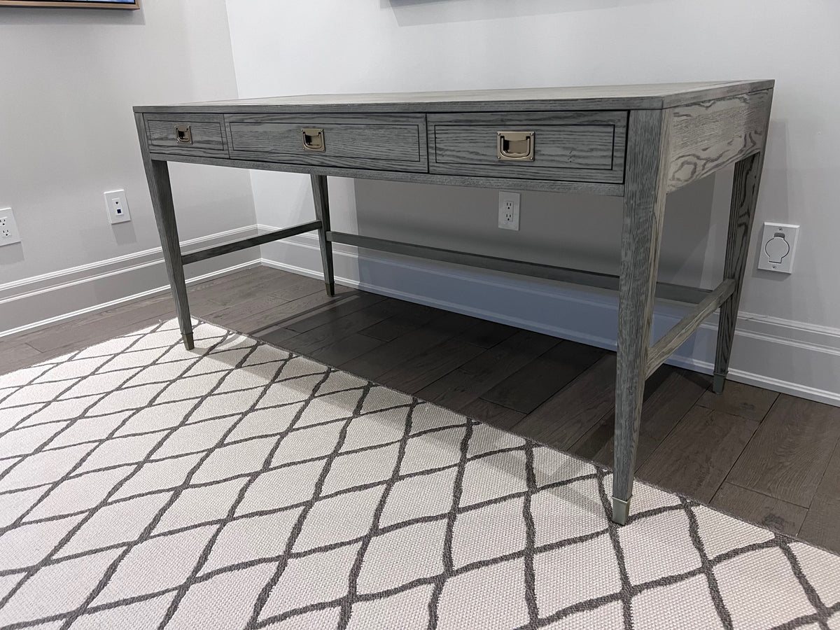 Ethan Allen Callum Campaign Desk in 'Sunwashed Gray Oak' # 2 (*retail $2,235)