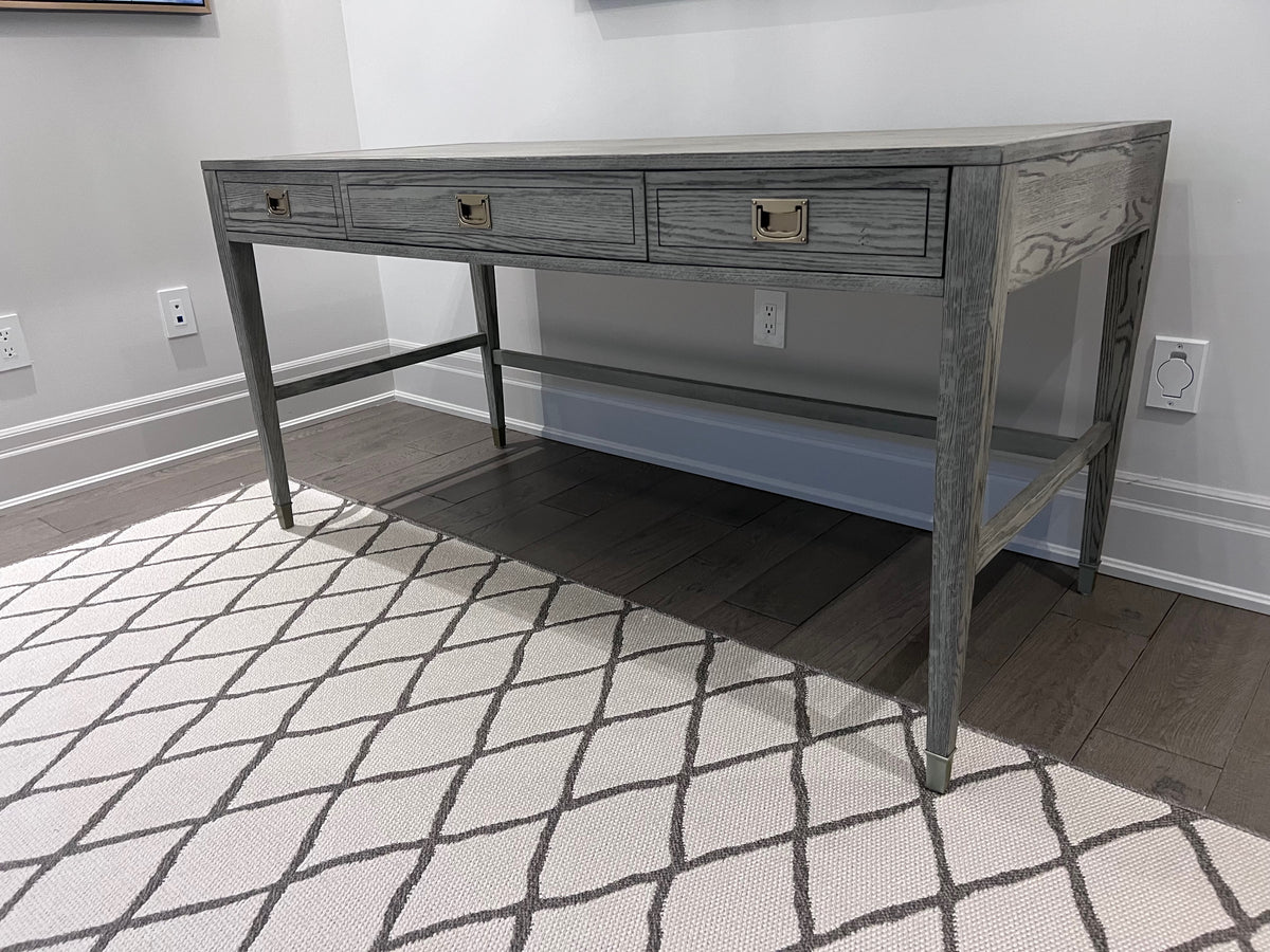 Ethan Allen Callum Campaign Desk in 'Sunwashed Gray Oak' # 1 (*retail $2,235)