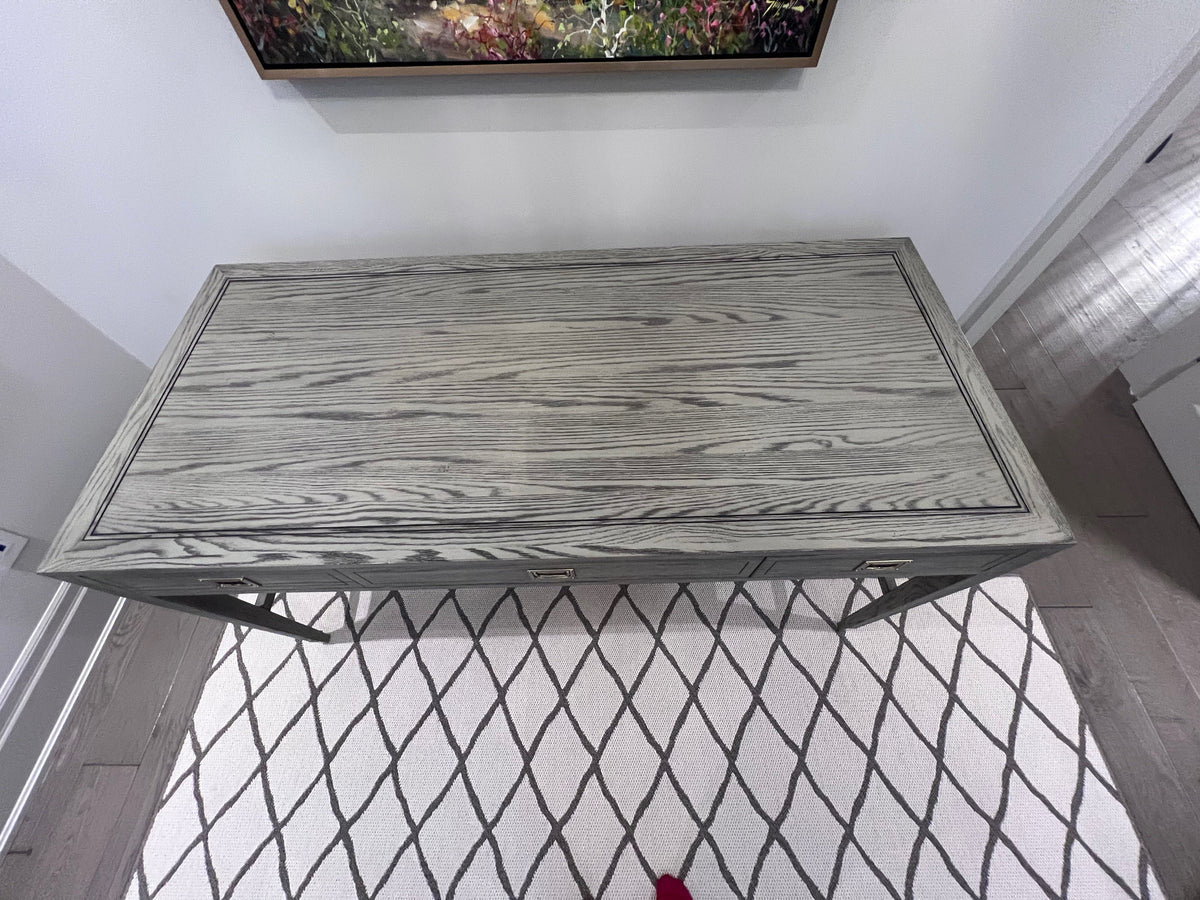 Ethan Allen Callum Campaign Desk in 'Sunwashed Gray Oak' # 2 (*retail $2,235)