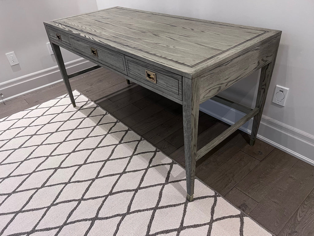 Ethan Allen Callum Campaign Desk in 'Sunwashed Gray Oak' # 2 (*retail $2,235)