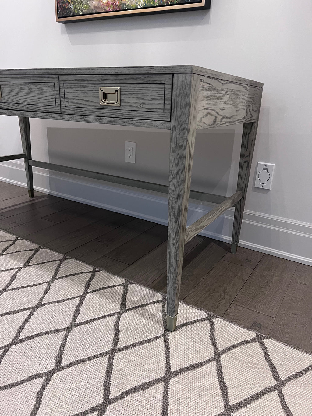 Ethan Allen Callum Campaign Desk in 'Sunwashed Gray Oak' # 2 (*retail $2,235)