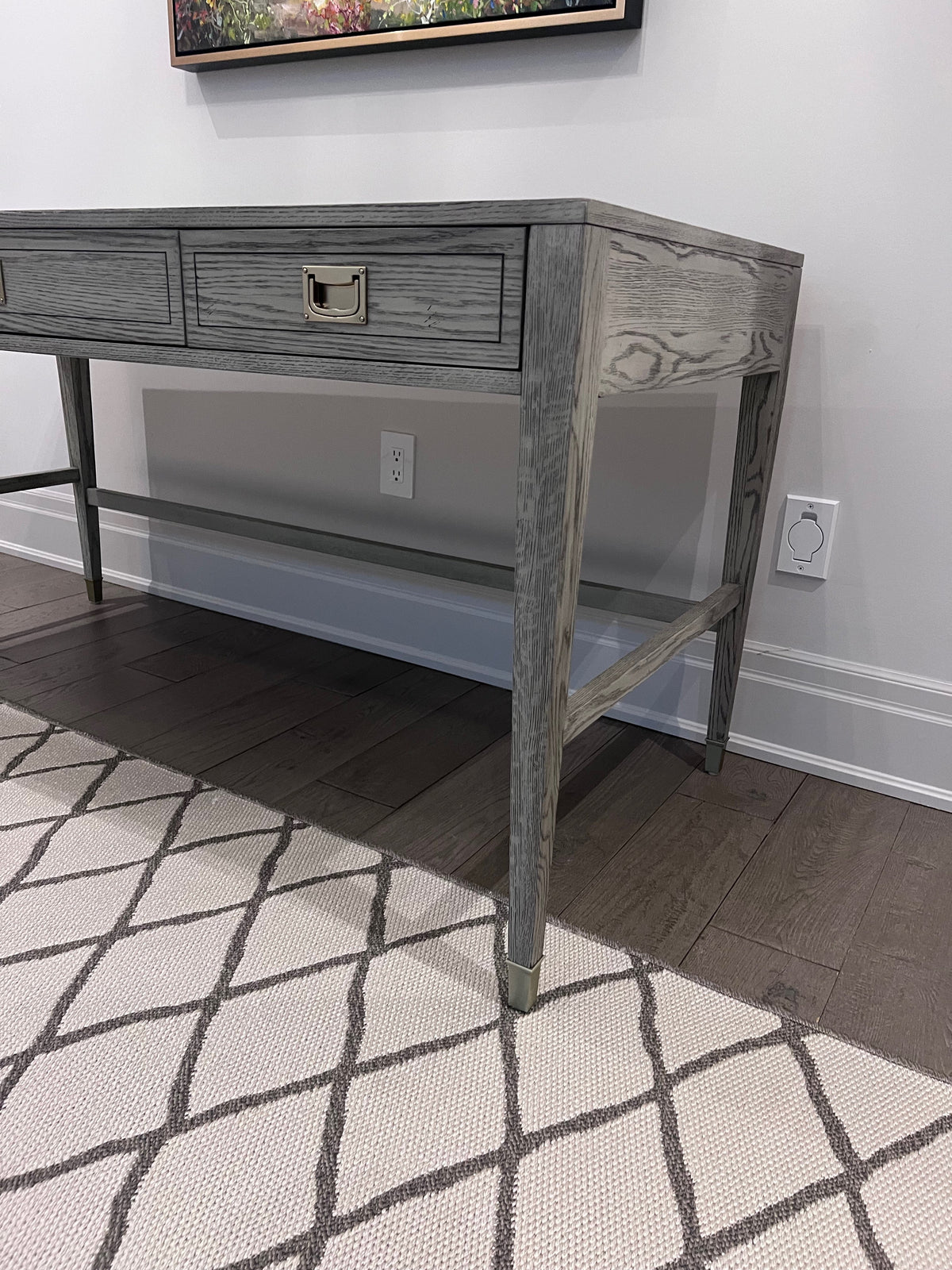 Ethan Allen Callum Campaign Desk in 'Sunwashed Gray Oak' # 2 (*retail $2,235)