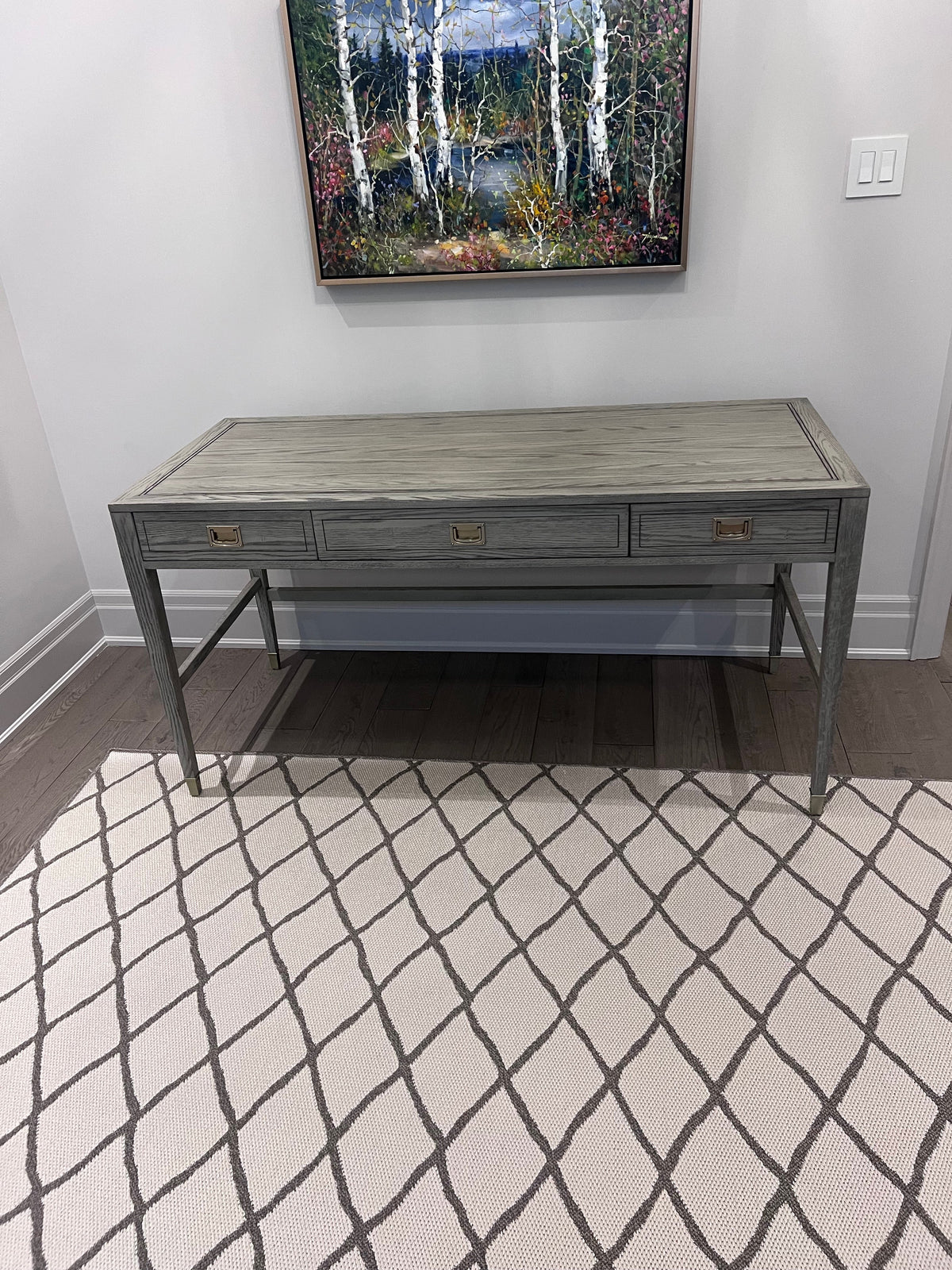 Ethan Allen Callum Campaign Desk in 'Sunwashed Gray Oak' # 2 (*retail $2,235)