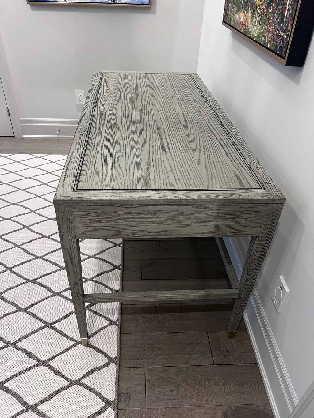 Ethan Allen Callum Campaign Desk in 'Sunwashed Gray Oak' # 2 (*retail $2,235)