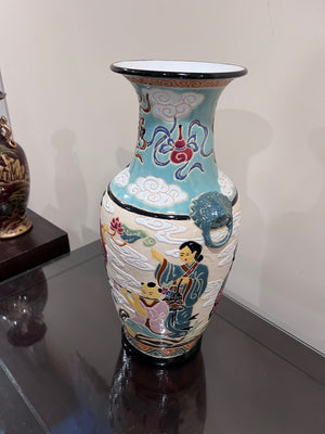 Beautiful Raised Painted Ceramic Oriental Vase