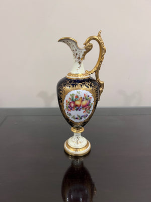 Coalport England Hand Painted Porcelain Cobalt Blue Ewer