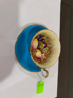 Aynsley Teal Orchard Cup & Saucer