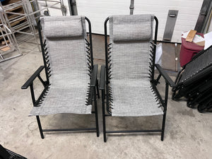 2 Light Grey Sling Folding Chairs