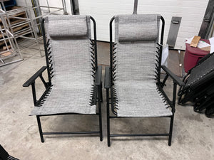 2 Light Grey Sling Folding Chairs