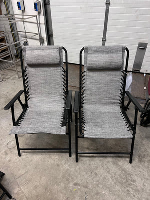2 Light Grey Sling Folding Chairs