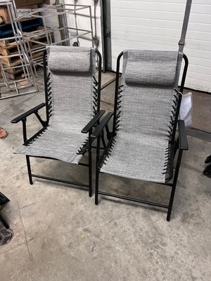 2 Light Grey Sling Folding Chairs