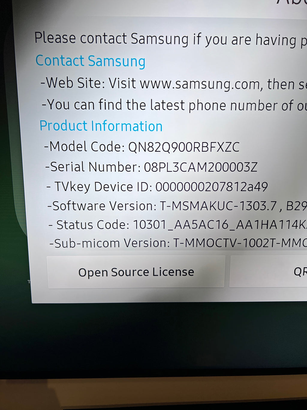 Samsung 82" Q900R QLED 8K Tizen Smart TV