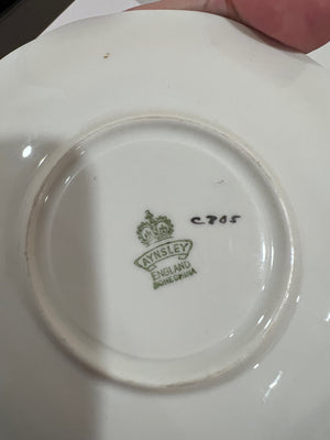 Aynsley Cabbage Rose Cobalt Blue with Pink Cup & Saucer