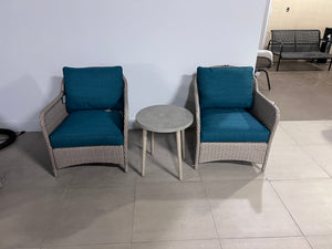 3 Piece Set, Blue Cushions