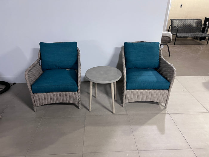 3 Piece Set, Blue Cushions