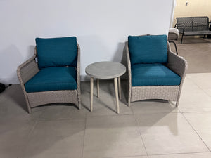 3 Piece Set, Blue Cushions