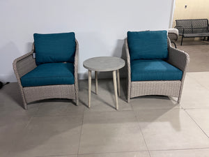 3 Piece Set, Blue Cushions