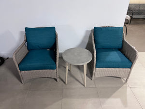 3 Piece Set, Blue Cushions