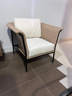 Wicker Lounge Chair, Light Beige Cushions