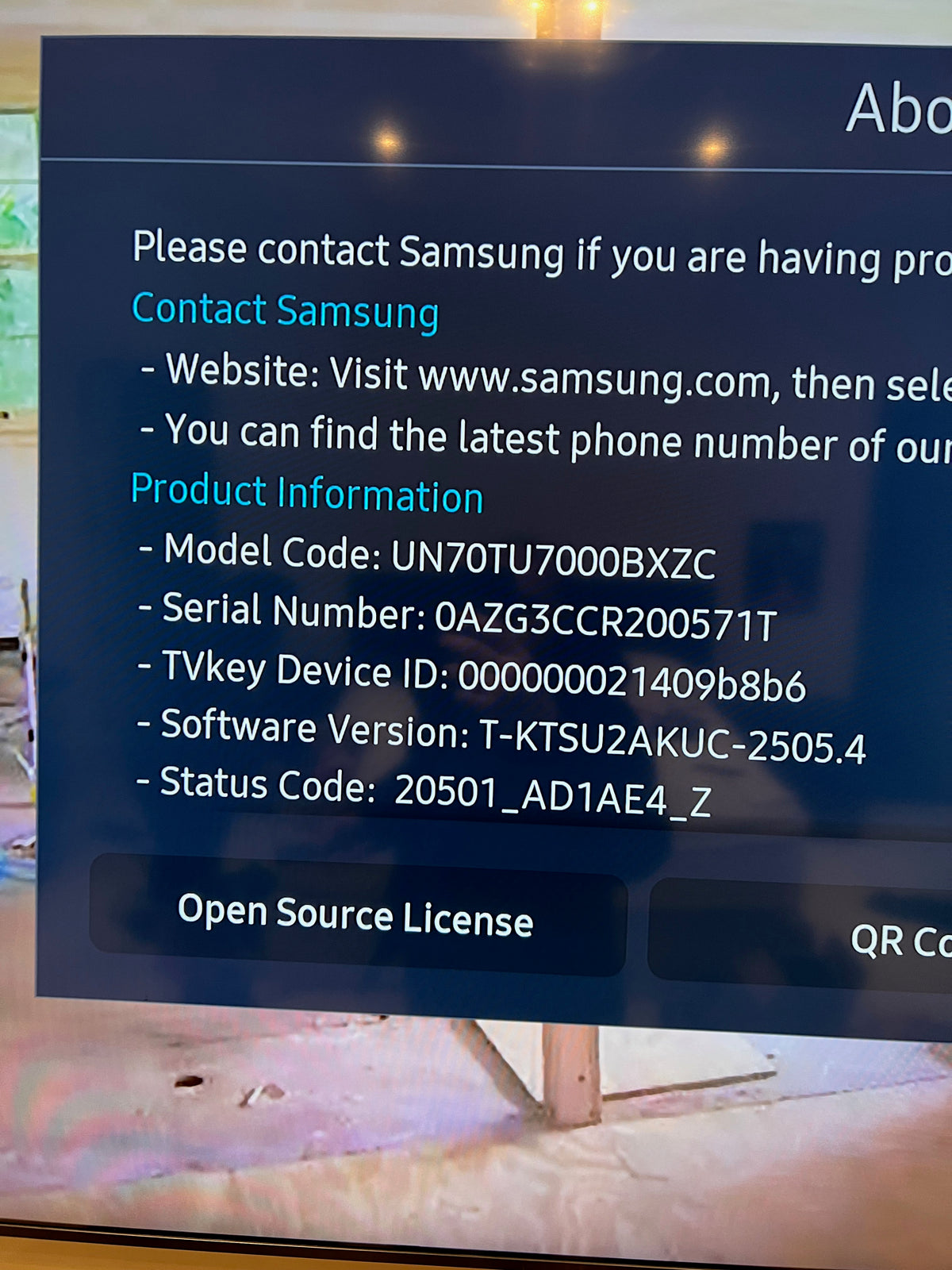 Samsung UN70TU7000BXZC 70" Smart 4K UHD TV