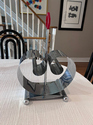American Art Deco Chrome & Bakelite Revere Expanding Magazine Rack, Designed by Fred D. Farr