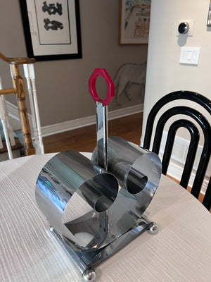 American Art Deco Chrome & Bakelite Revere Expanding Magazine Rack, Designed by Fred D. Farr