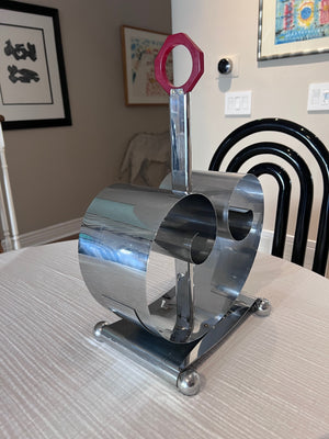 American Art Deco Chrome & Bakelite Revere Expanding Magazine Rack, Designed by Fred D. Farr