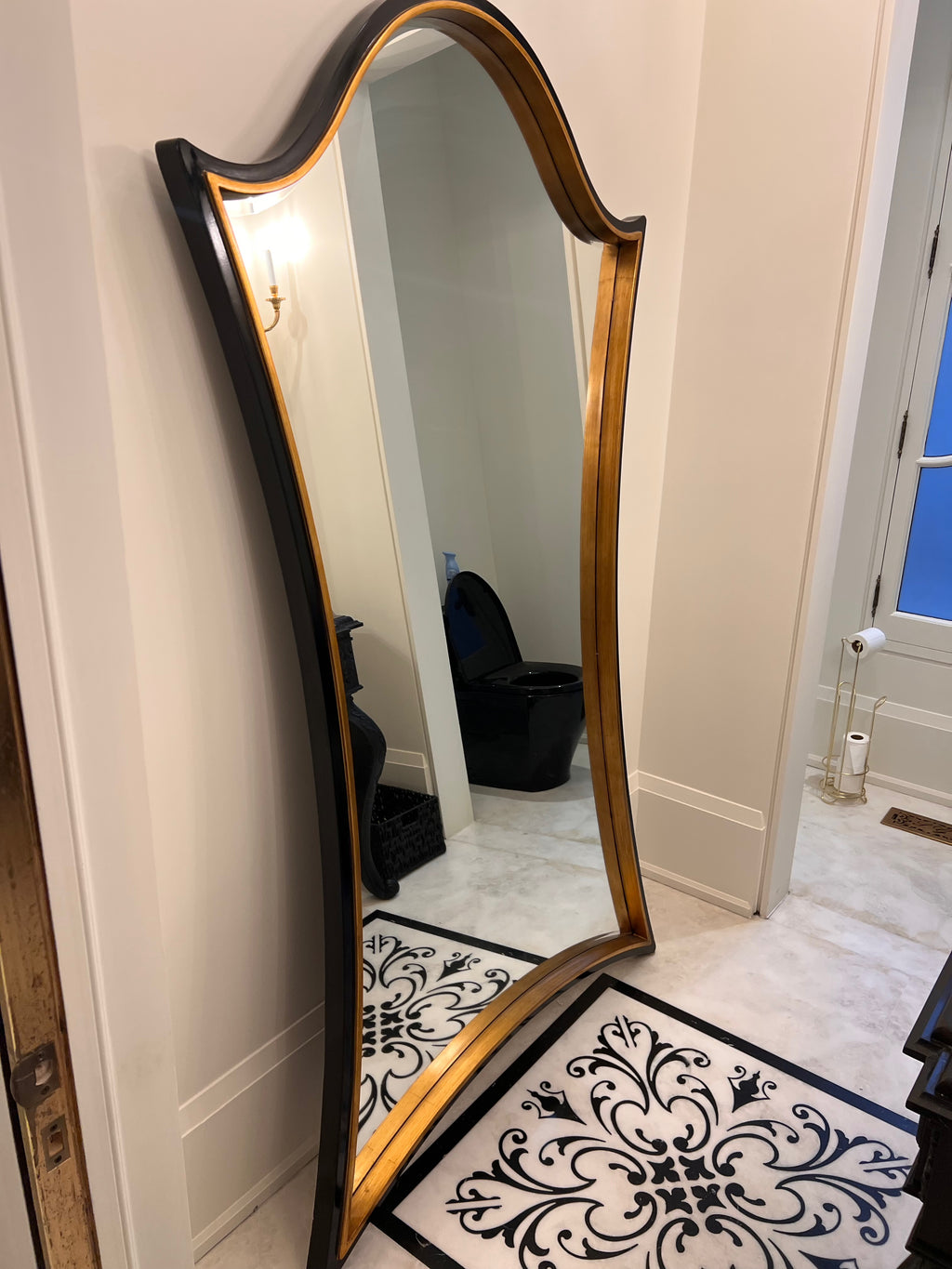Martin Daniel Interiors Black/Gold Curved Floor Mirror (*retail $3,000)
