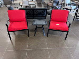 3 pc Set- 2 Chairs with Red Cushions + Side Table