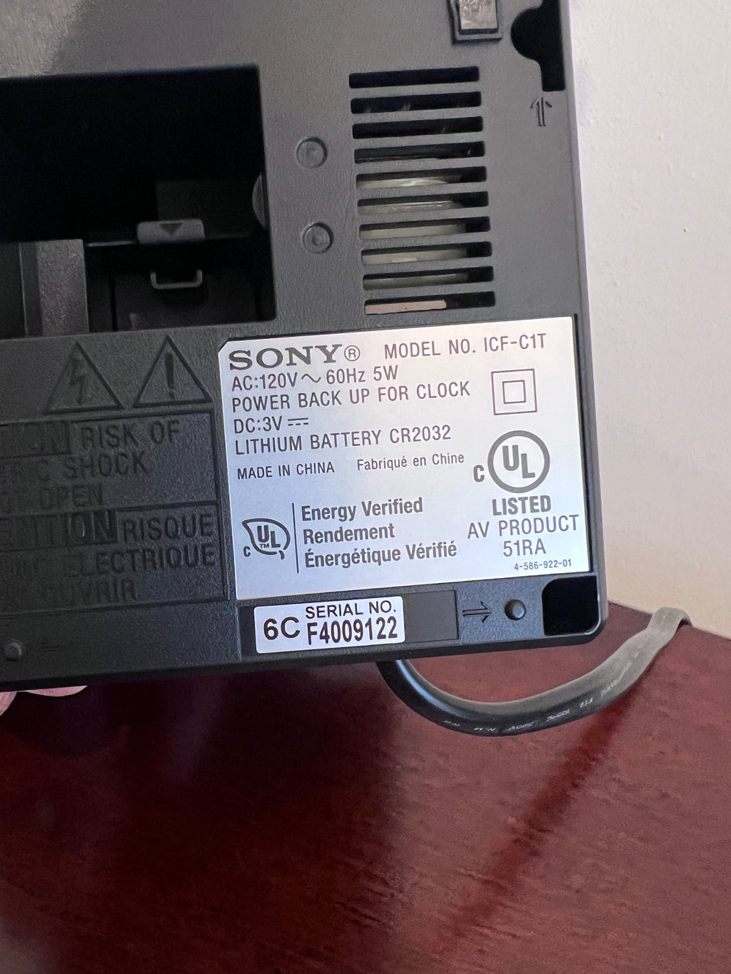 Sony Clock Radio ICF-C1T