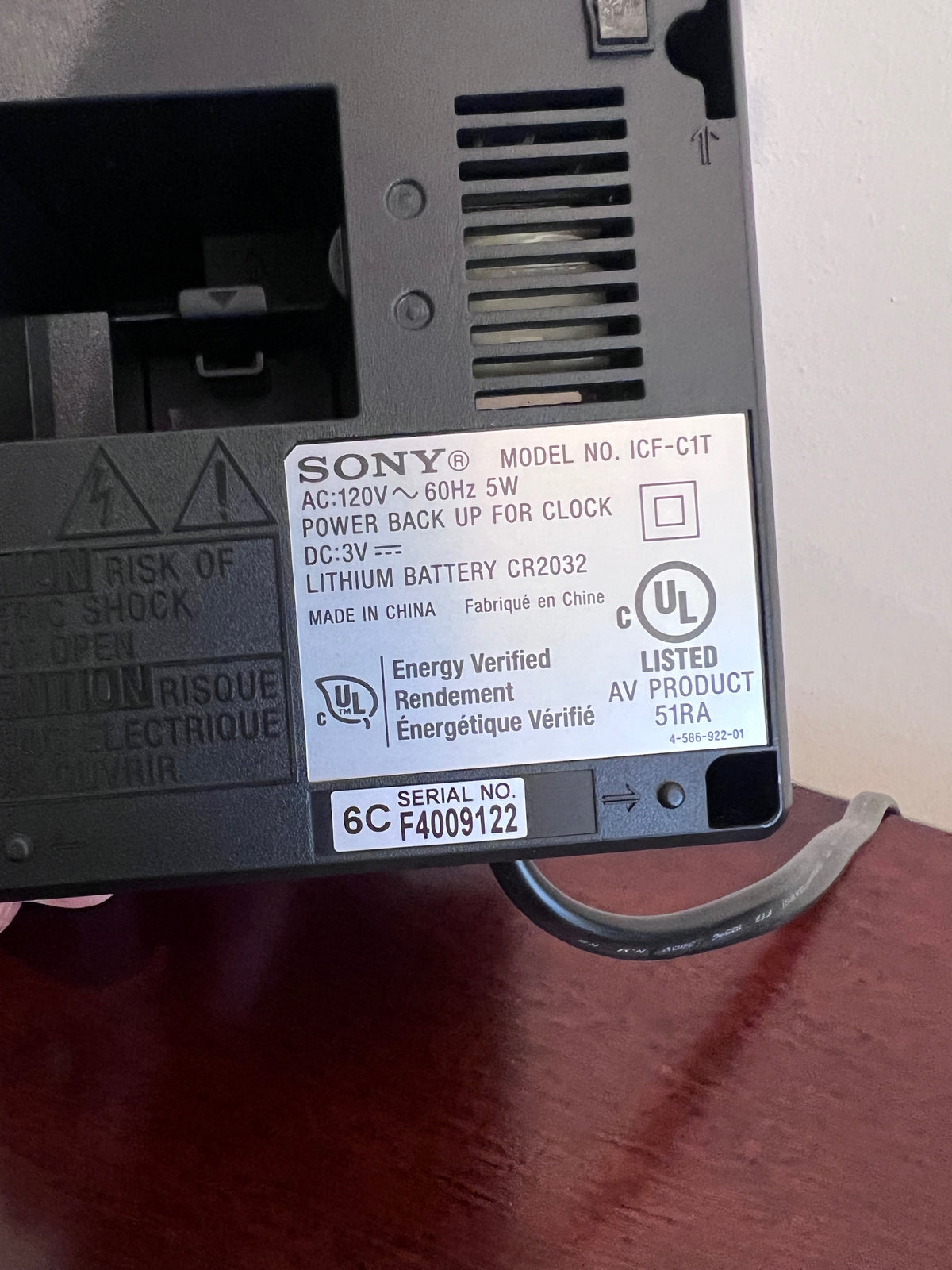Sony Clock Radio ICF-C1T