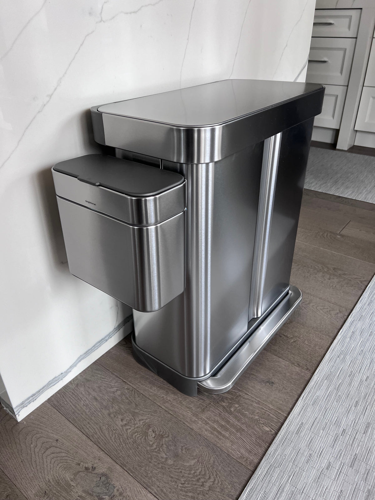 Simplehuman 58L Dual Compartment Rectangular Step Can with 4L Compost Caddy (*retail $340)