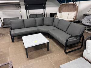 Sectional Sofa with Grey Cushions + Square Coffee Table