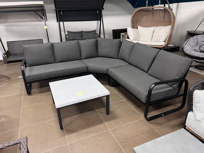 Sectional Sofa with Grey Cushions + Square Coffee Table