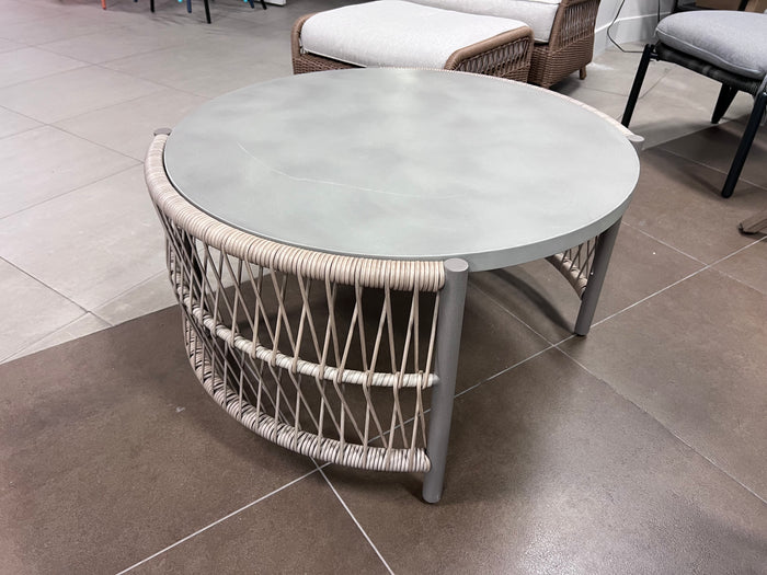 Steel and Wicker Round Coffee Table