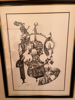 Lithograph A.P titled "Jerusalem of Gold" by Moshe Bernstein