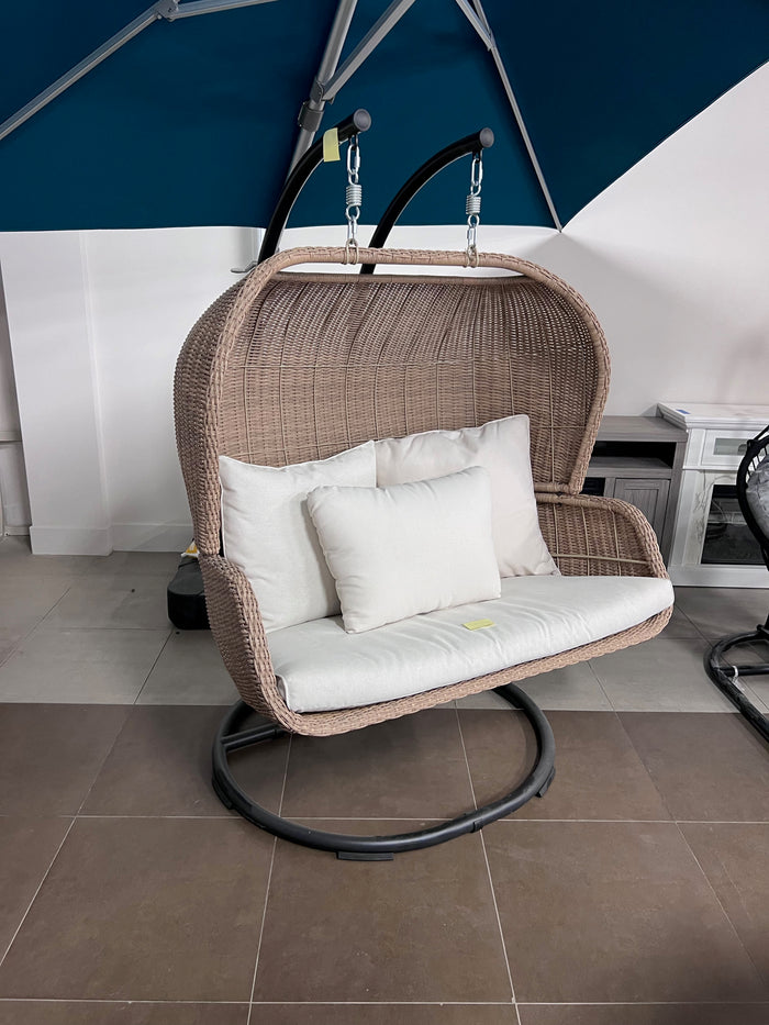 Wicker Double Egg Swing