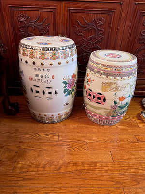 2 Chinese Famille Rose Porcelain Garden Stools
