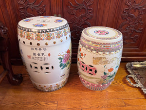 2 Chinese Famille Rose Porcelain Garden Stools