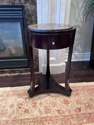 Councill 1-Drawer Marble Top Round Accent Table