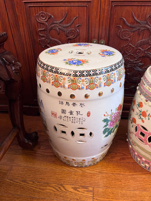 2 Chinese Famille Rose Porcelain Garden Stools