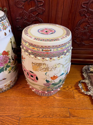 2 Chinese Famille Rose Porcelain Garden Stools