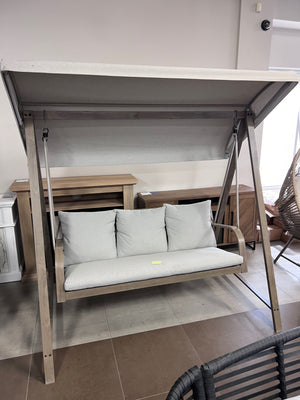 3 Person Swing with Beige Cushions