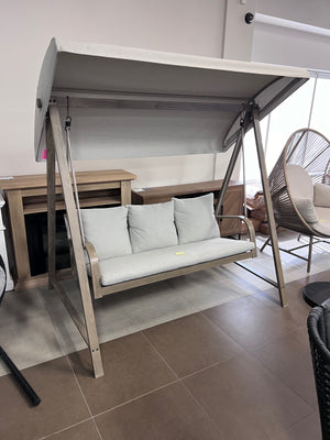 3 Person Swing with Beige Cushions