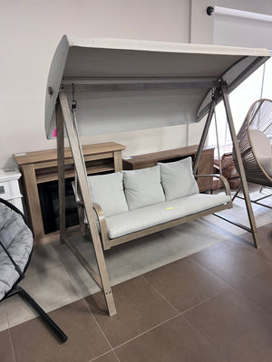 3 Person Swing with Beige Cushions